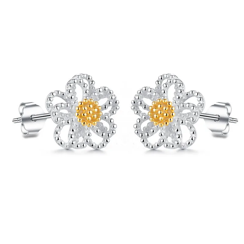 

JEXXI New Wholesale High Quality 925 Sterling Silver Earring Embellish CZ Crystal Flower Stud Earrings Bridal Jewelry For Women