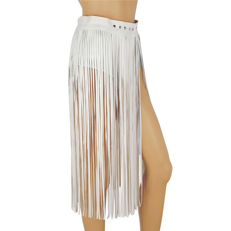 Женская мода длинный широкий пояс искусственная кожа Высокая талия юбка хиппи пояс в стиле бохо длинная бахрома кисточка юбка рейв пояс сексуальный