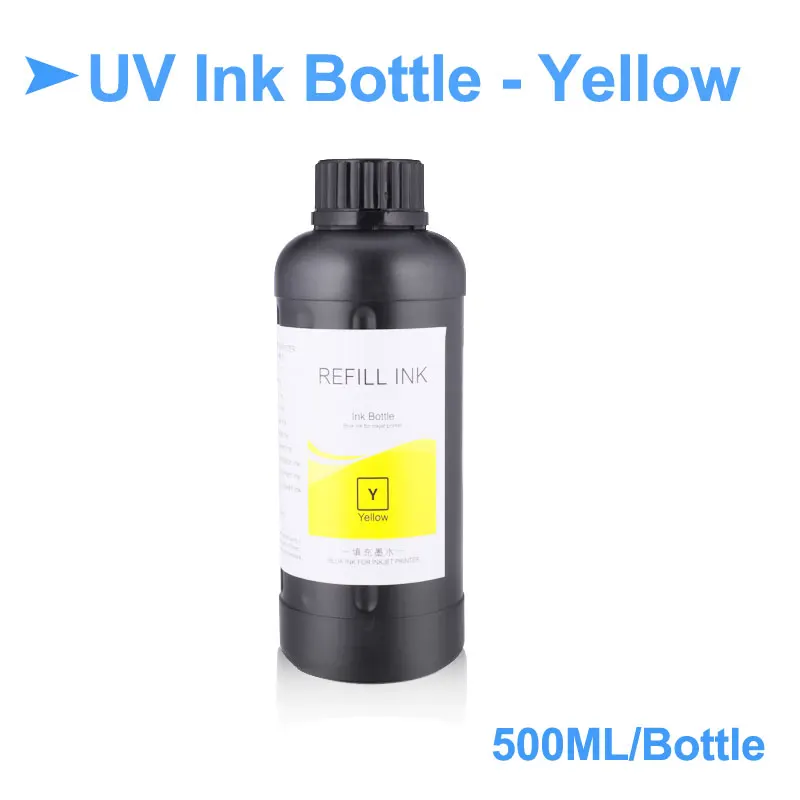 500 мл/бутылка светодиодный УФ чернила для Epson L800 L805 L1800 R290 R330 1390 1400 1410 1500 Вт УФ принтер Чернила Универсальные УФ чернила для Epson - Цвет: Yellow-500ml