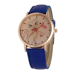 OTOKY Часы Montre Femme мода кошка узор кожа аналоговые кварцевые часы для женщин минималистичный часы Прямая доставка 71223