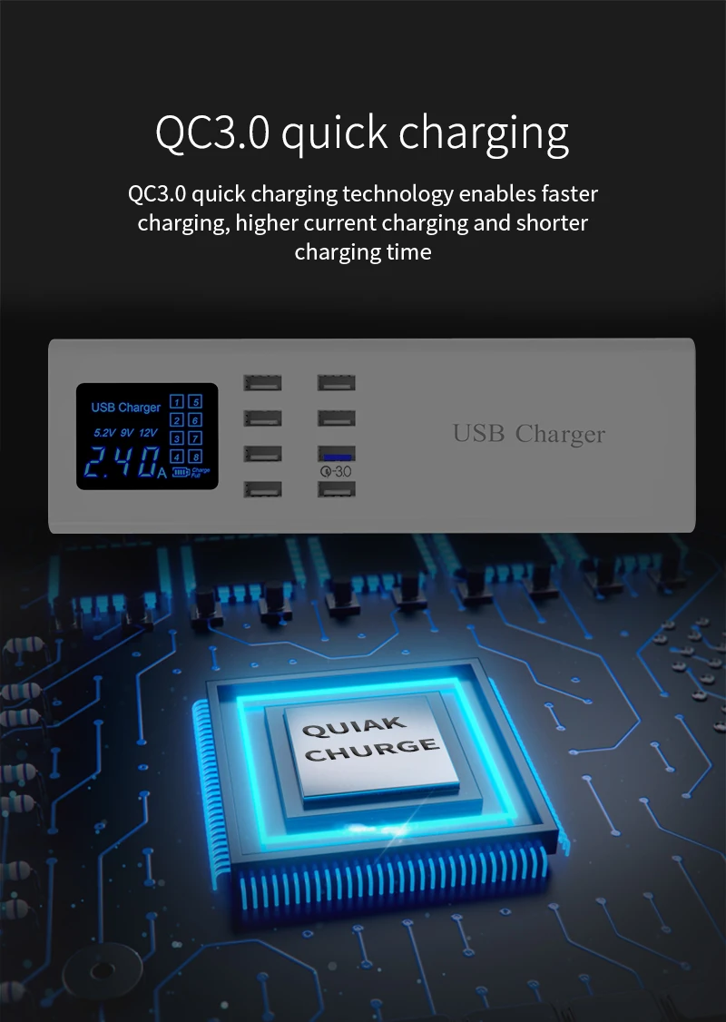 Зарядное устройство HKHUIBANG Usb для IPhone /Samsung /One Plus быстрое зарядное со светодиодным