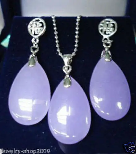 

Wholesale price 16new ^^^^Jewelry Purple stone Penfant Earrings set