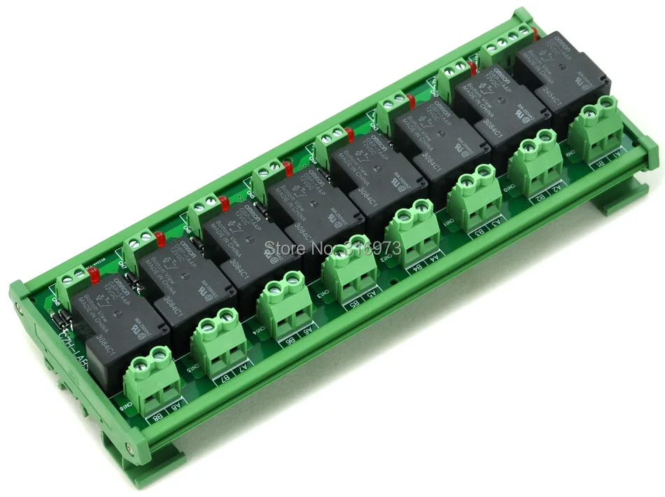 

CZH-Labs DIN Rail Mount 12V Passive 8 SPST-NO 30Amp Power Relay Module.