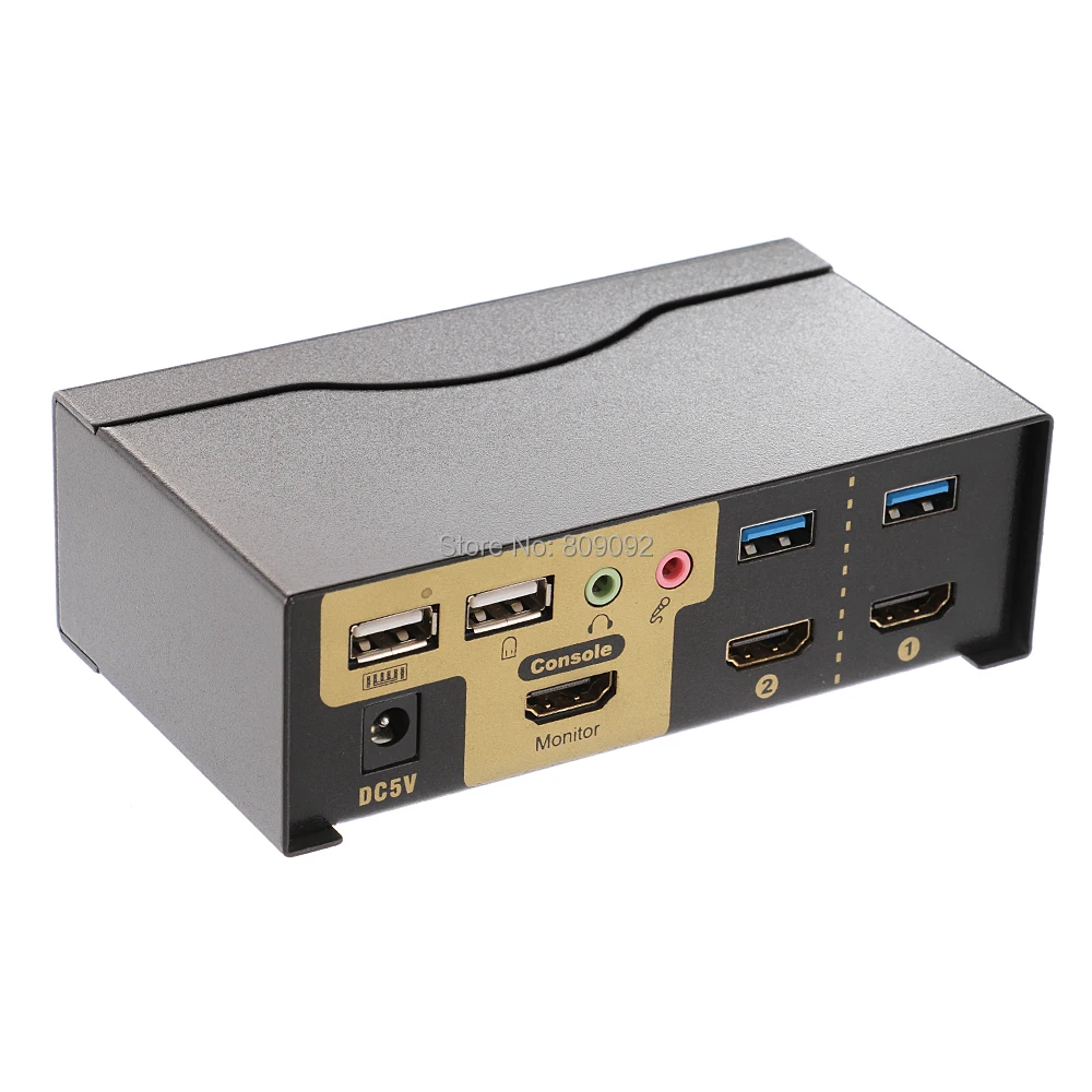 Профессиональный Металлический USB HDMI KVM переключатель 2 порта USB3.0 с аудио