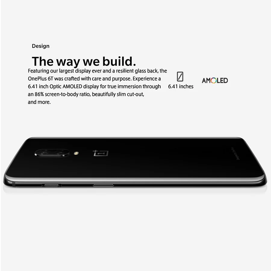 Глобальная версия Oneplus 6T 8 ГБ 128 в дисплее сканер отпечатка пальца Snapdragon 845 полный