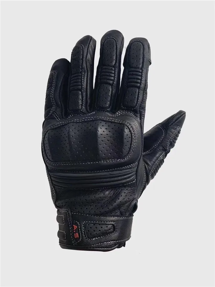 Мужские мотоциклетные винтажные перфорированные кожаные Супер защитные перчатки сенсорный экран