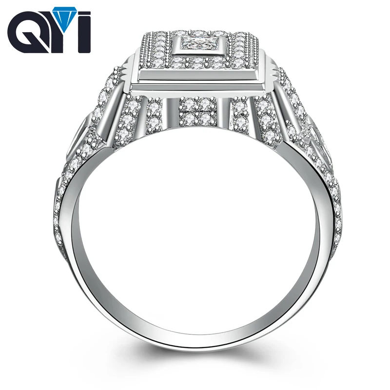 

QYI 925 Sterling Silver 5A Zircon Rings Fashion Jewelry Handmade Wedding Band Ring For Men Engagement Finger Ring