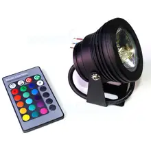 Черная крышка подводные огни RGB бассейн DC12V 10 Вт rgb парковое светодиодное освещение 10 Вт+ 24key пульт дистанционного управления, RGB подводный светодиодный фонарик