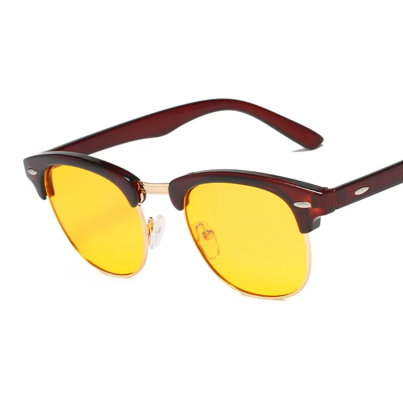 Dark brown yellow SO& EI Новые анти-Blu-ray плоские зеркальные унисекс плоские очки гвозди декоративные компьютерные очки желтые линзы - Цвет оправы: Dark brown yellow