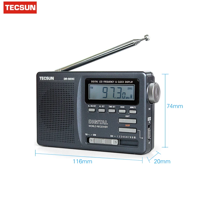 TECSUN DR-920C цифровой дисплей FM/MW/SW Полнодиапазонный радио DR920C стерео радио портативное высокочувствительное радио lcd Аудио Радио