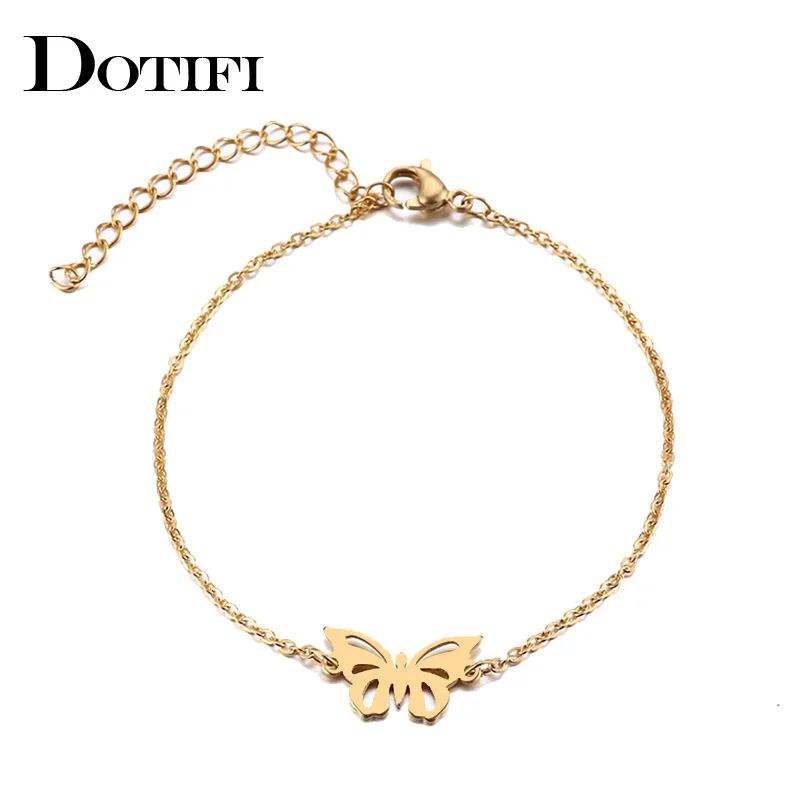 

DOTIFI Stainless Steel Bracelet For Women Hollow Butterfly Gold And Silver Color Pulseira Feminina Lover's Engagement Jewelry