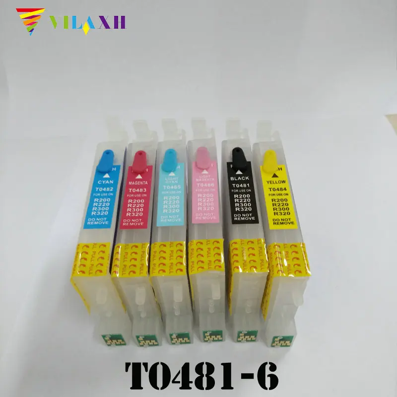 Пустой пополняемый чернильный картридж vilaxh T0481 - T0486 для Epson RX500 RX600 R300 R300M R220 R200 R340