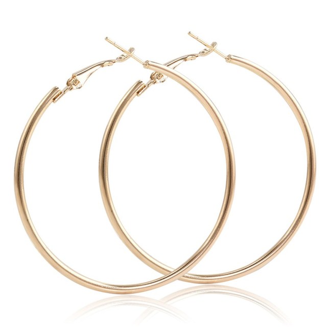 Big Circle Smooth 4cm 6cm 8cm Women Gold Hyperbole Ear Metal Large Hoop Earrings Brand New High Quality Aros