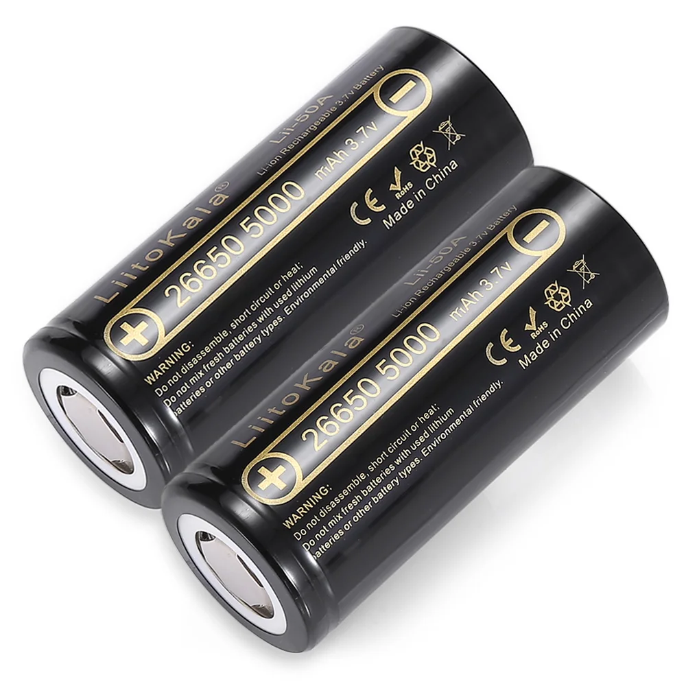 6 unids lii-50a liitokala 3,7 v 5000 mah 26650 bateria inr 26650-20a baterias recargables para linterna/microfono