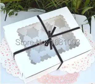 

100pcs cupcake box with window White Brown kraft paper Boxes Dessert Mousse box 12 Cup Cake Holders wholesalers