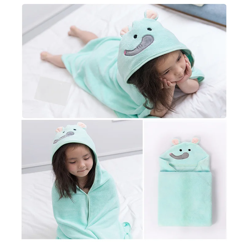 Baby Towels Berber Fleece Kid Bathrobes Baby Girls Cute Shawl Cartoon Towel Girl Animal Hooded Beach Pajamas Newborn Cute Stuff