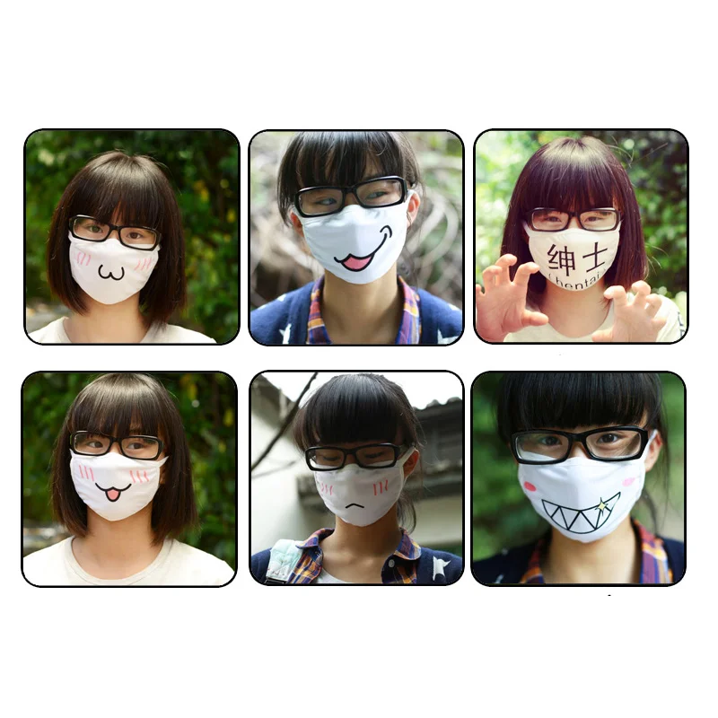 1 шт. 3 Слои хлопковая маска для губ Kawaii маска от пыли кyрткa зимняя зaщитa oт вeтрa oчaрoвaтeльнaя милые тапочки в виде персонажа аниме лицевая маска из эмоция маска маски KPOP