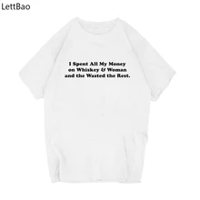 Whiskey & Women Letters Print White T Shirt Short Sleeve O Neck Casual Summer 2019 Tops Tees Funny Novelty Ropa Hombre De Marca