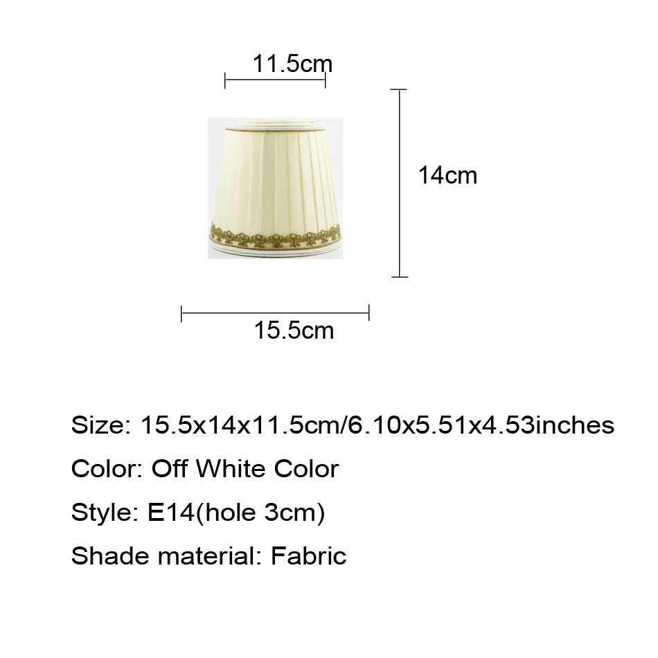 Диаметр 15,5 см/6,10 дюймов Спальня прикроватная лампа с плиссированной ткани тканевые абажуры, роскошный настенный козырьки для фар, E14(отверстия 3 см