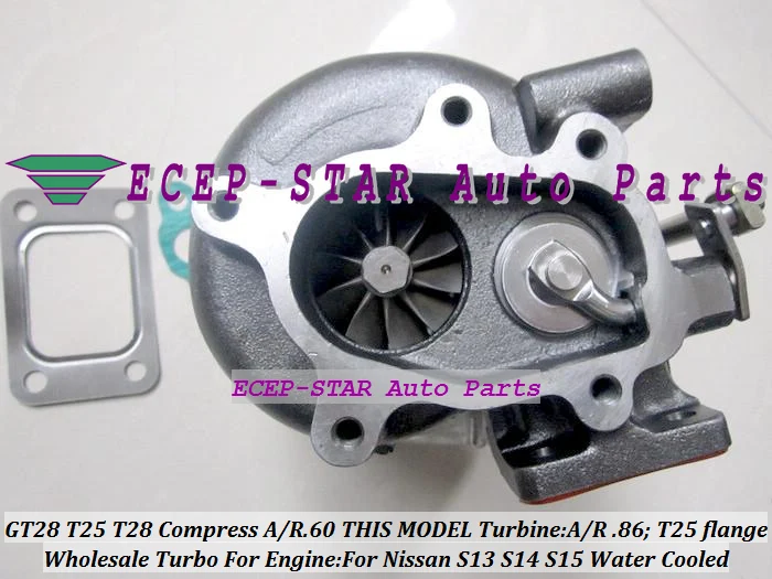 T25T28 T25 T28 T2528 Water Cooled T25 flange Turbo TurboCharger For Nissan S13 S14 S15 comp .60 turbine .86 ar  (8)