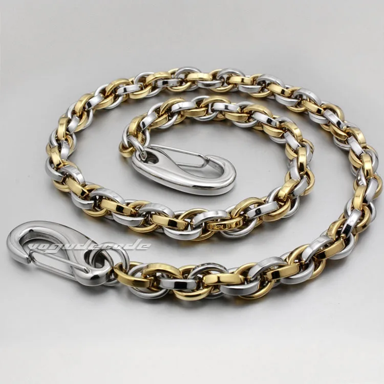 14" 36" Two Tone 316L Stainless Steel Mens Biker Rocker Wallet Chain
