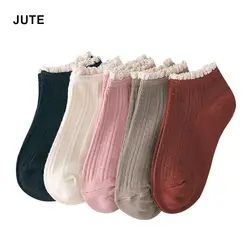 2018 милые стильные кружевные женские мягкие уютные носки Harajuku женские девочки Чистый карамельный цвет хлопок повседневные короткие