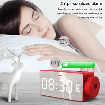 

Wireless Charging Projection Digital Clock Bluetooth Speaker LED Large Screen Alarm Clock Snooze FM DIY Alarm Music Table Clocks
