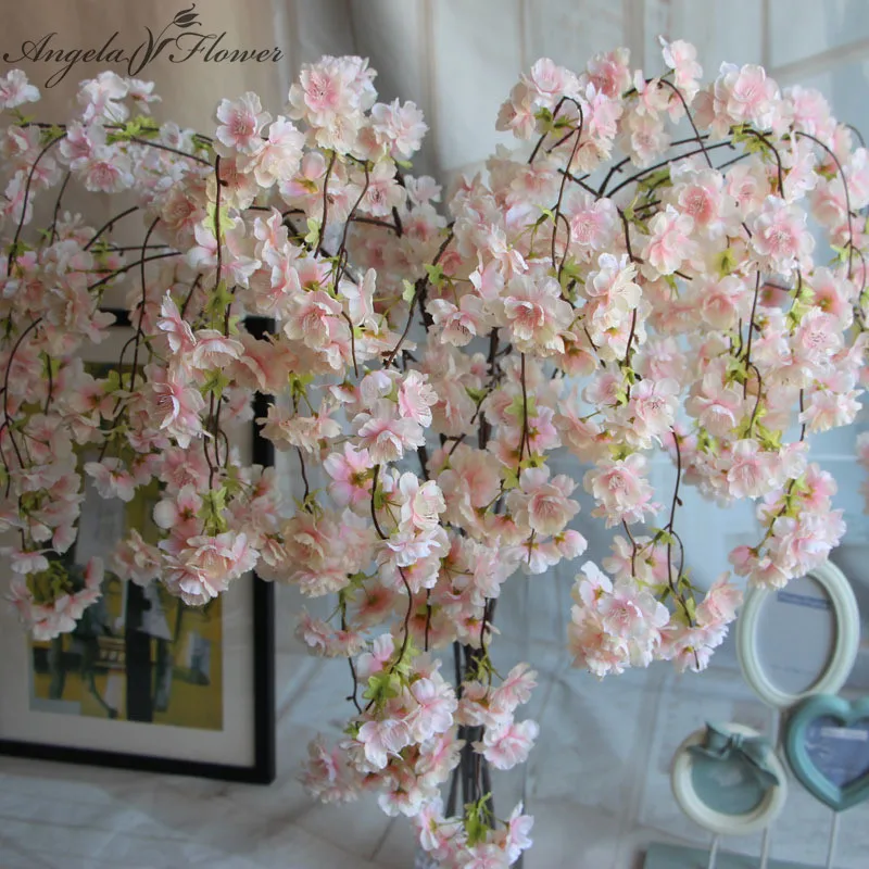 7pcs/lot Natural vertical silk cherry blossom for wedding decoration DIY Cherry trees artificial