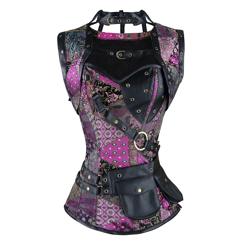 Red Black Steampunk Corset Gothic Clothing Steel Boned Sexy Corsets And Bustiers Vintage Burlesque Costumes Corselete Feminino (1)