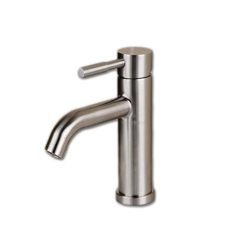 Free shipping Lead free SUS304 stainless steel basin sink mixer tap with deck mounted brushed bathroom water | Обустройство дома