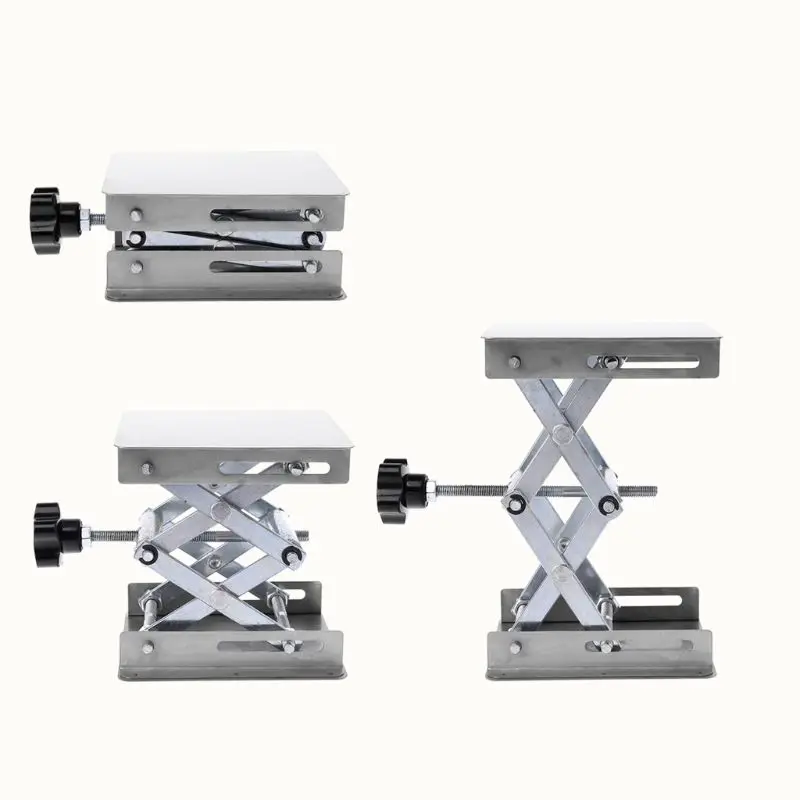  Laboratory Lifting Platform Stand Rack Scissor Jack Bench Lifter Table Lab 100x100mm Stainless Stee