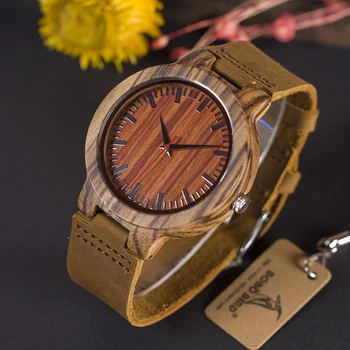 

BOBOB BIRD Watch Men Luxury Brand Leather Strap Quartz Wood Watches Wooden Wristwatch Relogios Masculino C-C16