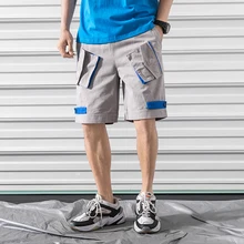 Летний стиль лоскутное мульти накладные карманы мешковатые шорты для женщин ремень пряжки повседневное Короткие штаны мотобрюки мужской LBZ92