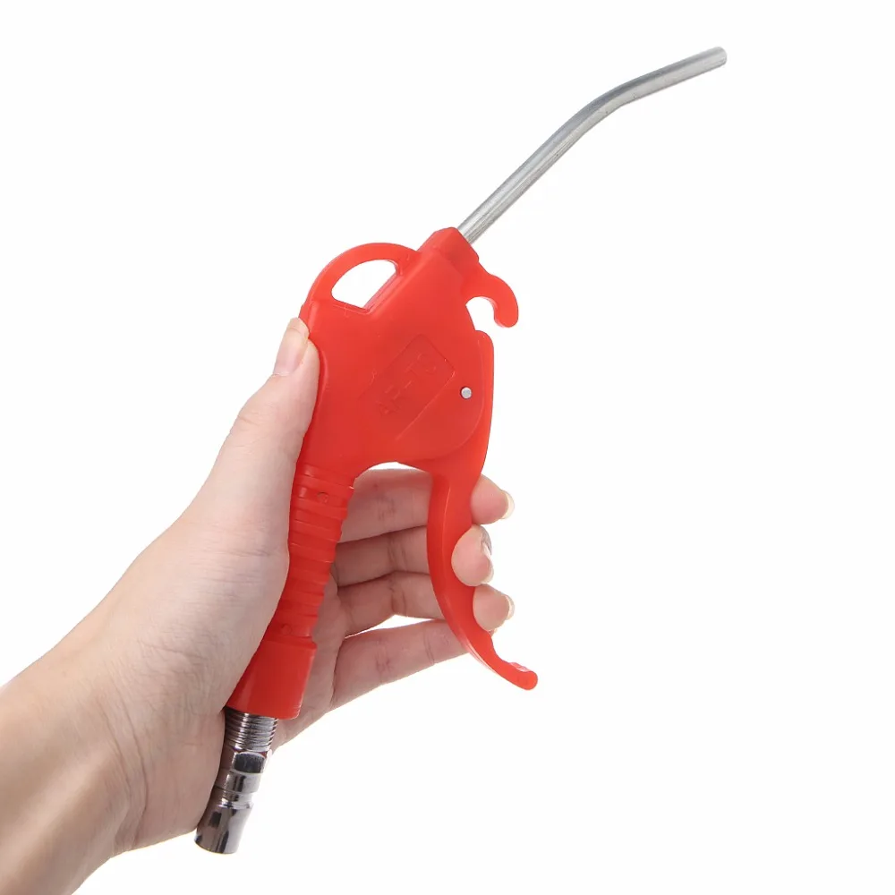 

Spring Loaded Trigger Bent Tube Nozzle Red Air Blow Gun Dust Cleaner w/ Adapter M08