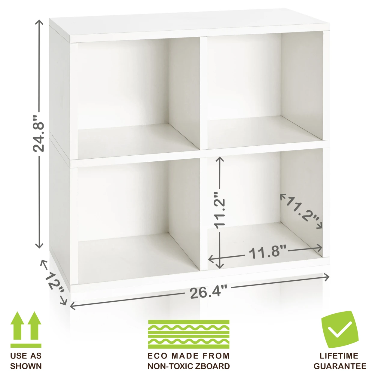 Way Basics Eco Friendly 4 Cubby Bookcase, White - Tool-Free Assembly - Non Toxic - LIFETIME GUARANTEE (1)