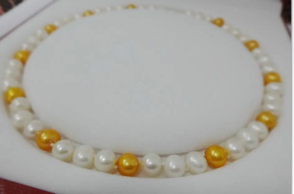 

Hot selling free shipping******18" 9-10MM REAL SOUTH SEA WHITE GOLD PEARL NECKLACE 14KGP