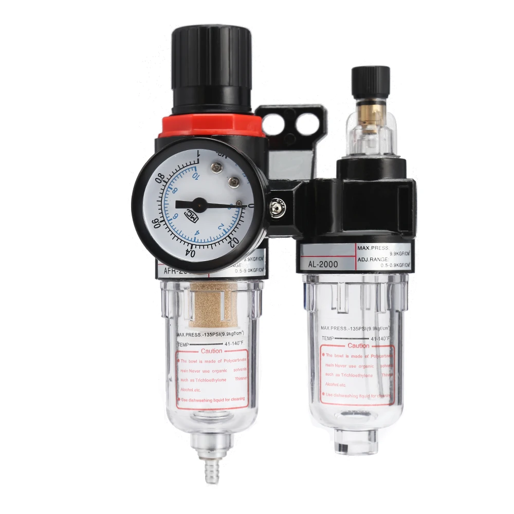 

1/4 Inch Air Compressor Filter Set Water Separator Trap Tools Kit Oil Water Separator Regulator Lubricator With Regulator Gauge