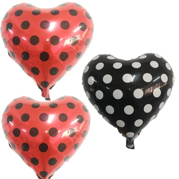 

ladybug Heart Polka Dot Foil Balloons 18inch 20pcs red and black Helium balloon wedding birthday party decorations kids supplies