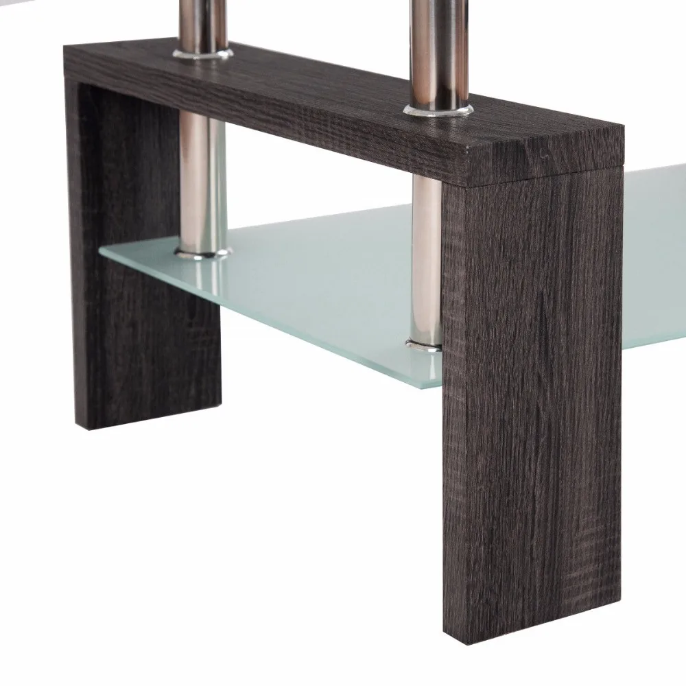 Giantex Rectangular Tempered Glass Coffee Table End Side Table with Shelf Home Furniture Living Room Furniture HW57279BK Giantex Rectangular Tempered Glass Coffee Table End Side Table with Shelf Home Furniture Living Room Furniture HW57279BK