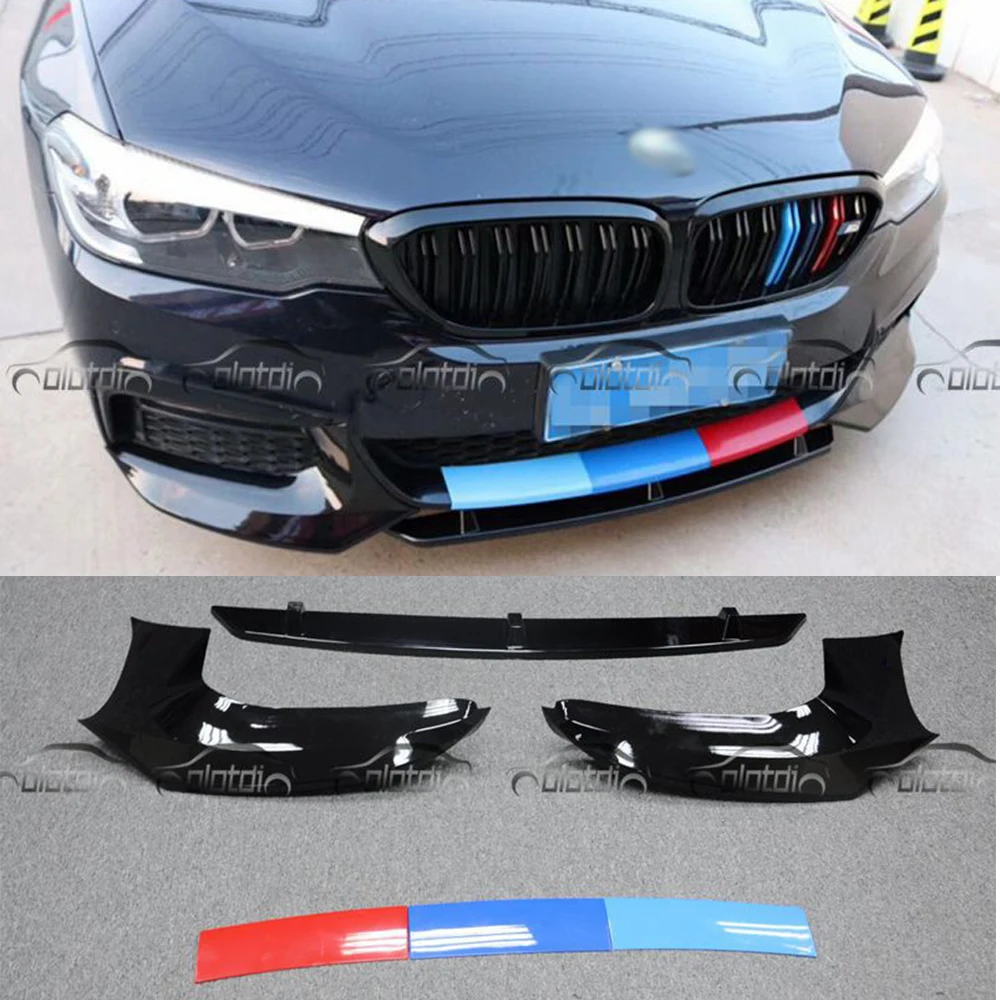 

G30 G31 Bottom Lip & Splitters Car Styling M5 Performance Style Black + M-color ABS Front Pieces Bumper for BMW G30 G31