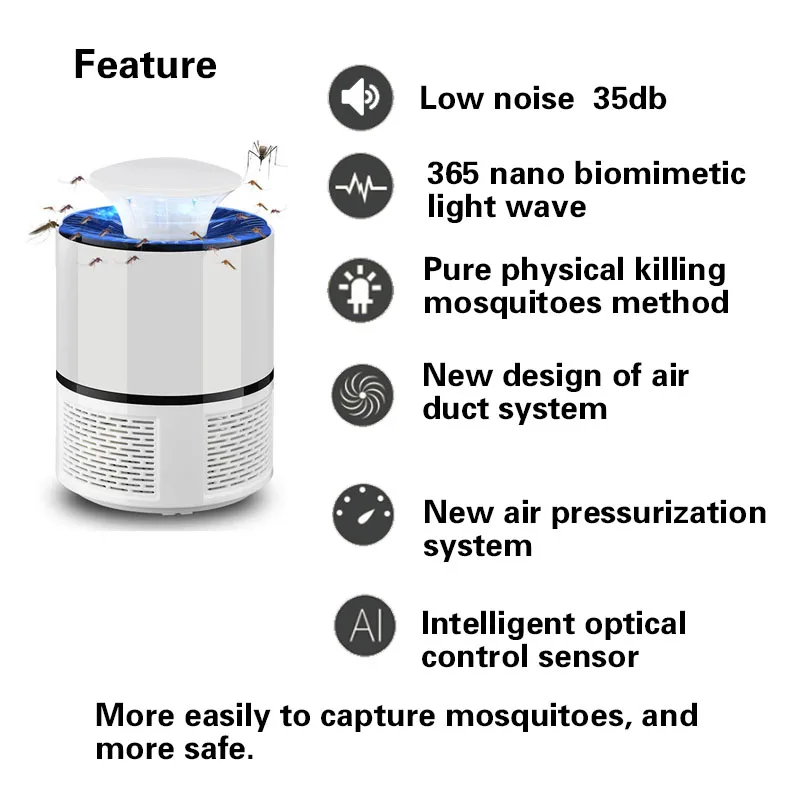 USB Мощность анти-москитные УФ-москитная убийца лампы Smart москитная Insect Killer репеллент вредителями убийца лампы для Офис