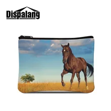 Dispalang Для женщин Кошельки с молнией животных с принтом лошади леди Макияж Чехол женский кошелек маленький кошелек Повседневное клатч
