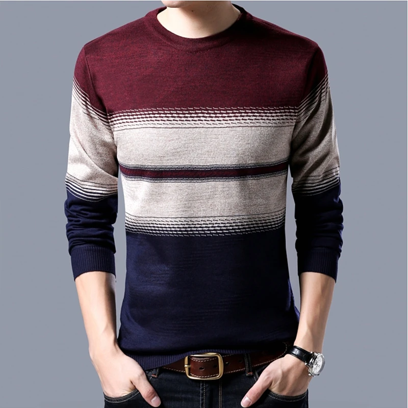 O Neck Sweater Knitted Long Sleeve Men Sweater Mens plus