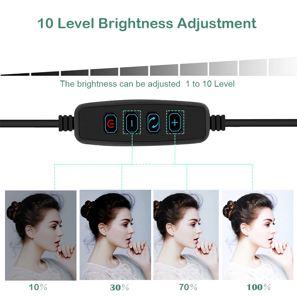 8 ''10'' светодиодный светильник-кольцо с регулируемой яркостью для телефона, видео Лампа с 1 м, селфи-палка, штатив для макияжа, красивый селфи-портретный заполняющий светильник, кольцо