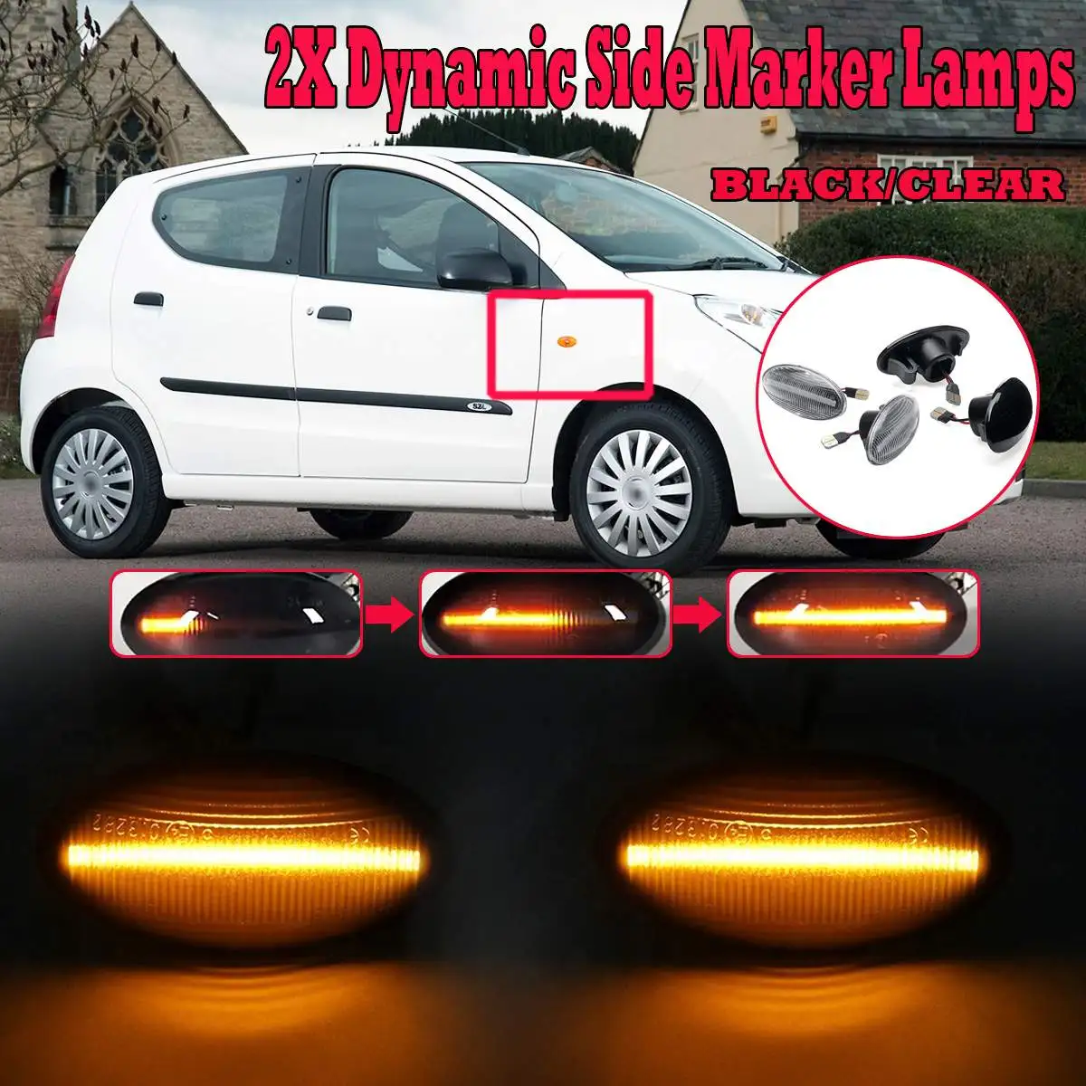 2 шт., светодиодные, боковые, габаритные фонари, динамический боковой повторитель, лампа, указатель поворота, светильник 12 В для Suzuki Swift Alto SX4 Jimmy Vitar
