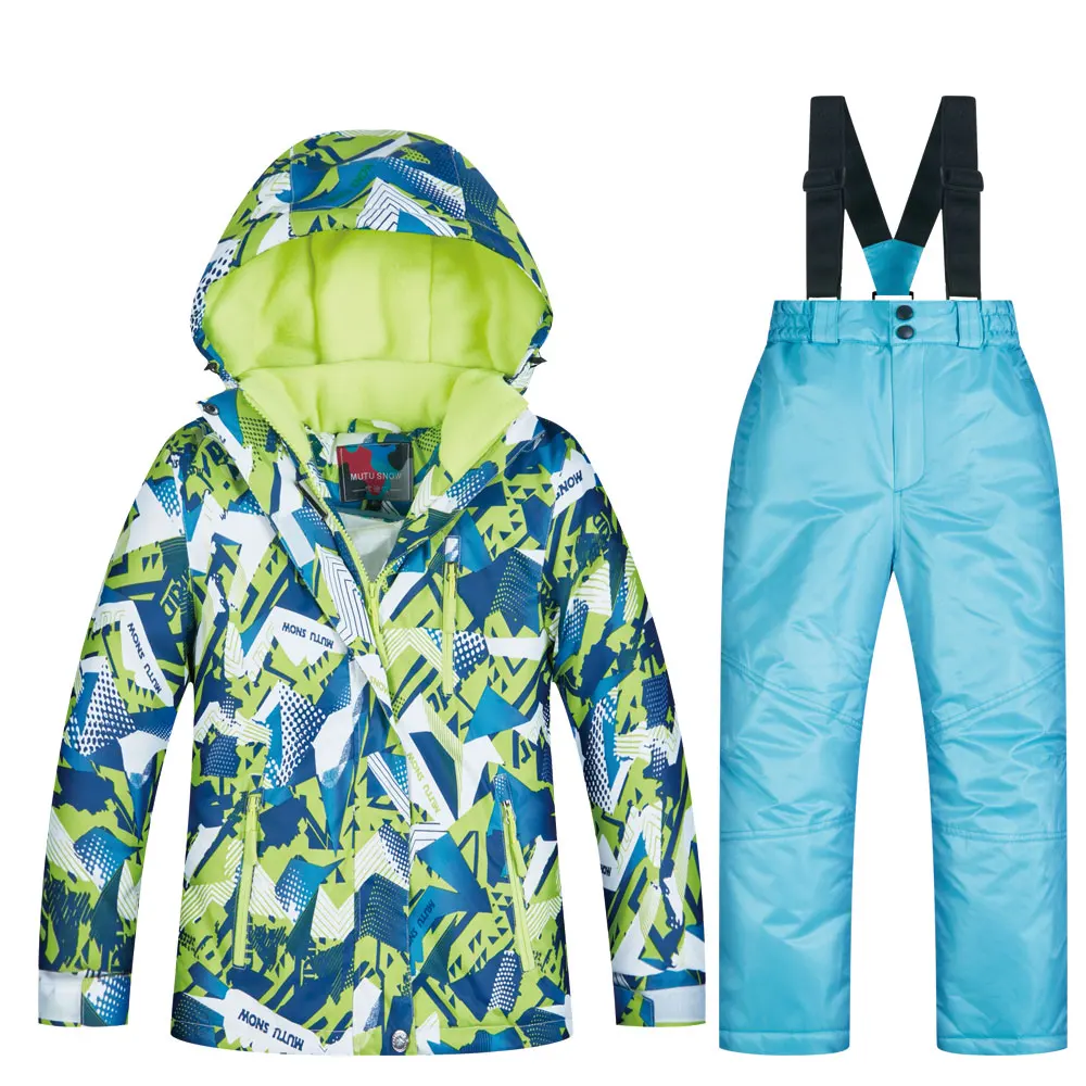 Высокое качество, лыжный костюм для мальчиков, зимняя детская ветрозащитная Водонепроницаемая супер теплая куртка для катания на лыжах и сноуборде и штаны
