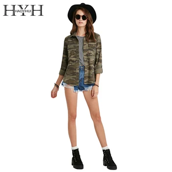 

HYH HAOYIHUI 2018 Brand New Spring&Summer Casual Fashion Women Camouflage Jacket Sheath Disposition Outerwear Vogue Ladies Coat