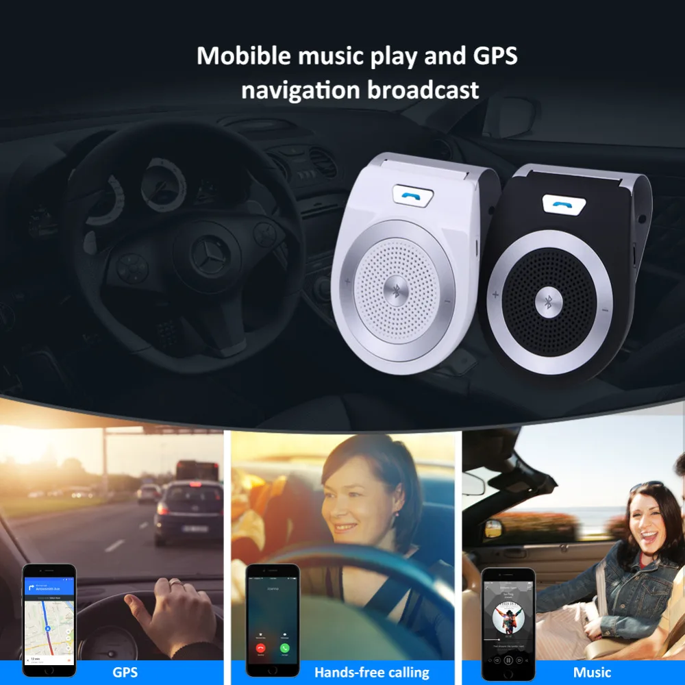 Shopping Auto Bluetooth Kit T821 Handfree Lautsprecher Telefon Support  Bluetooth 4.1 EDR Wireless Car Kit Mini Visor Freisprechanrufe - Schwarz in  China