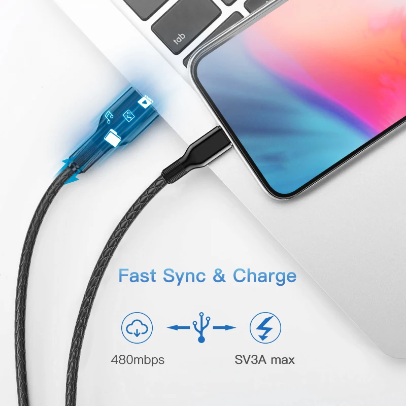 Suntaiho микро USB кабель 3.0A нейлоновый быстрой зарядки для передачи данных Samsung Xiaomi