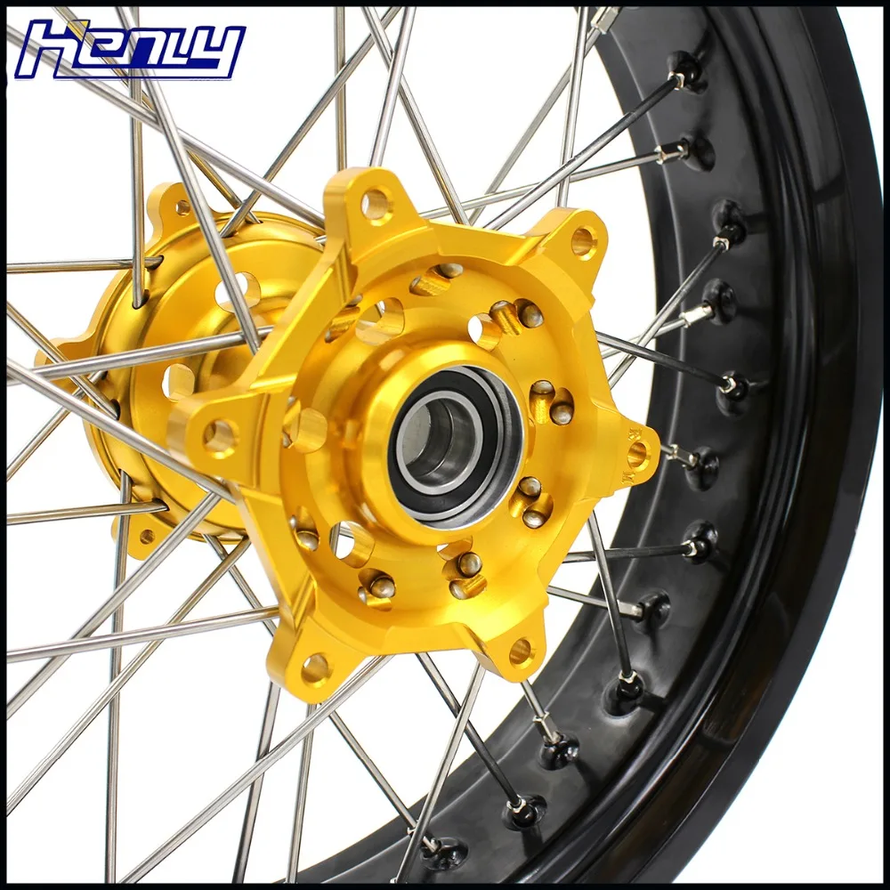 3,5/4,25 Supermotard колеса обода набор для SUZUKI RM125/RM250 2001-2005 2006 2007/2001 2002 2003 2004-2008 золото концентраторы